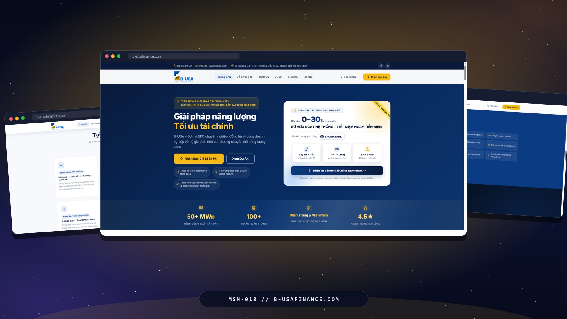 Website EPC điện mặt trời áp mái kèm công cụ tính ROI